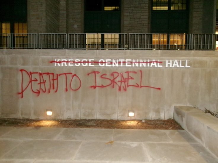 A wall with red spray paint

AI-generated content may be incorrect.